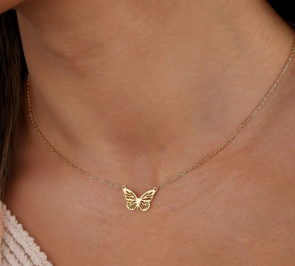 925 Sterling Silver Butterfly Symbol Necklace