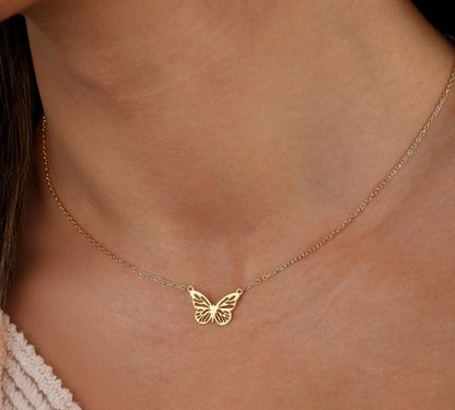 925 Sterling Silver Butterfly Symbol Necklace