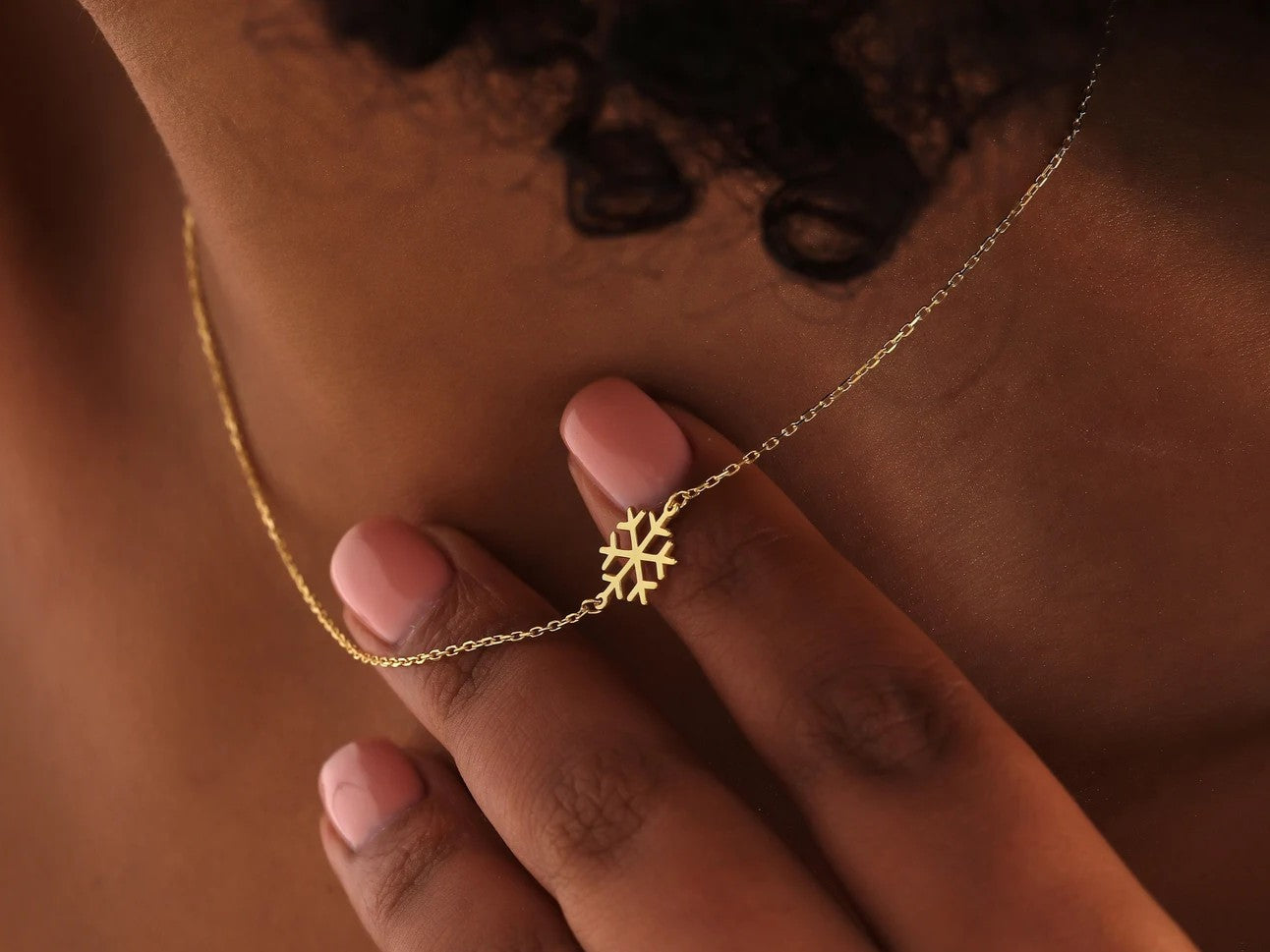 925 Sterling Silver Snowflake Side Necklace