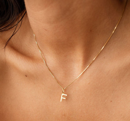 925 Sterling Silver Box Chain Letter Necklace