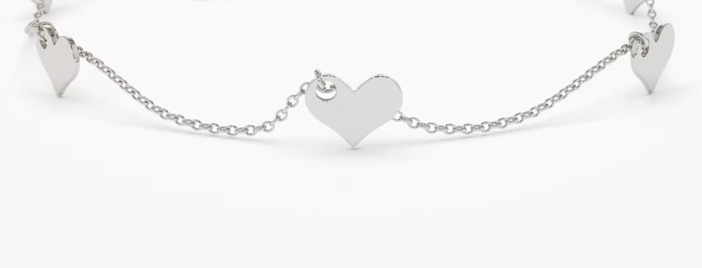 925 Sterling Silver 5-Heart Minimalist Bracelet