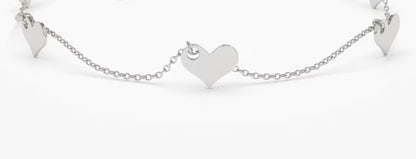 925 Sterling Silver 5-Heart Minimalist Bracelet