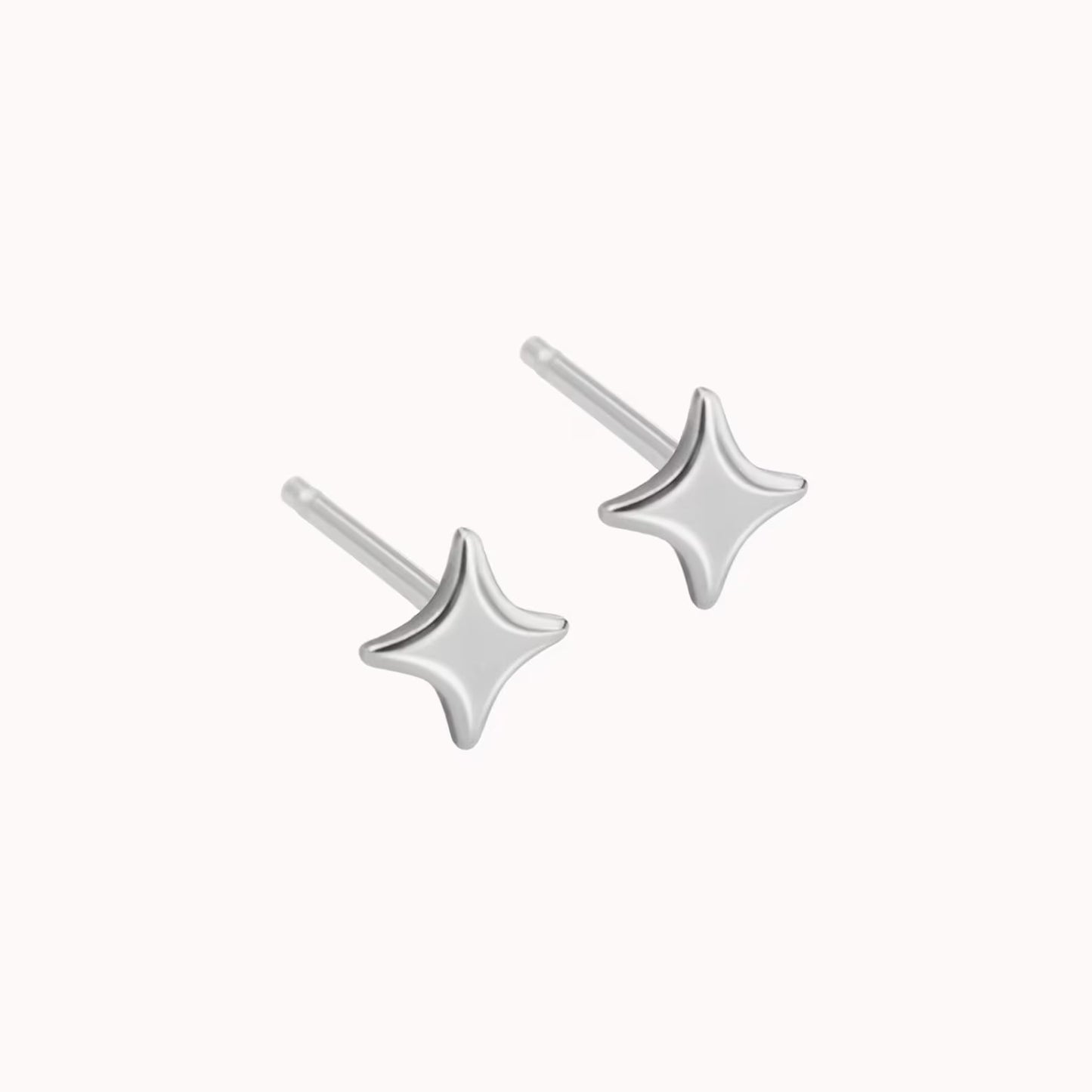925 Sterling Silver Small Star Stud Double Earrings