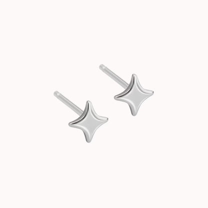 925 Sterling Silver Small Star Stud Double Earrings