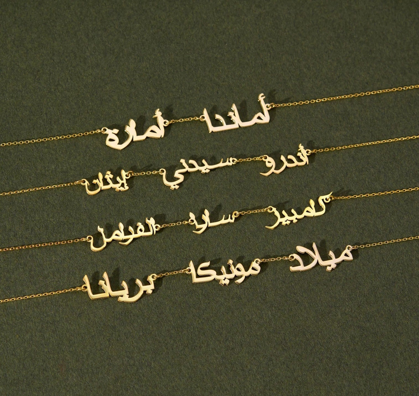 925 Sterling Silver Personalized 2, 3, 4 with Arabic Name Necklace