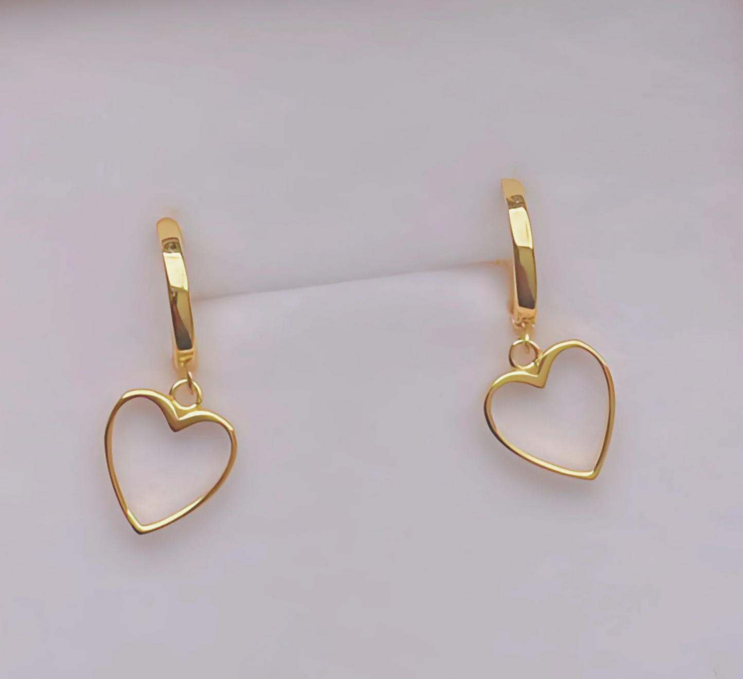 925 Sterling Silver Round Hoop Heart Double Earrings