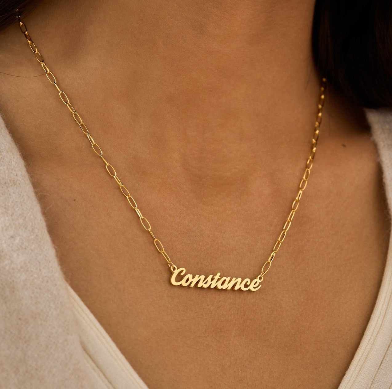 925 Sterling Silver Paperclip Chain Name Necklace