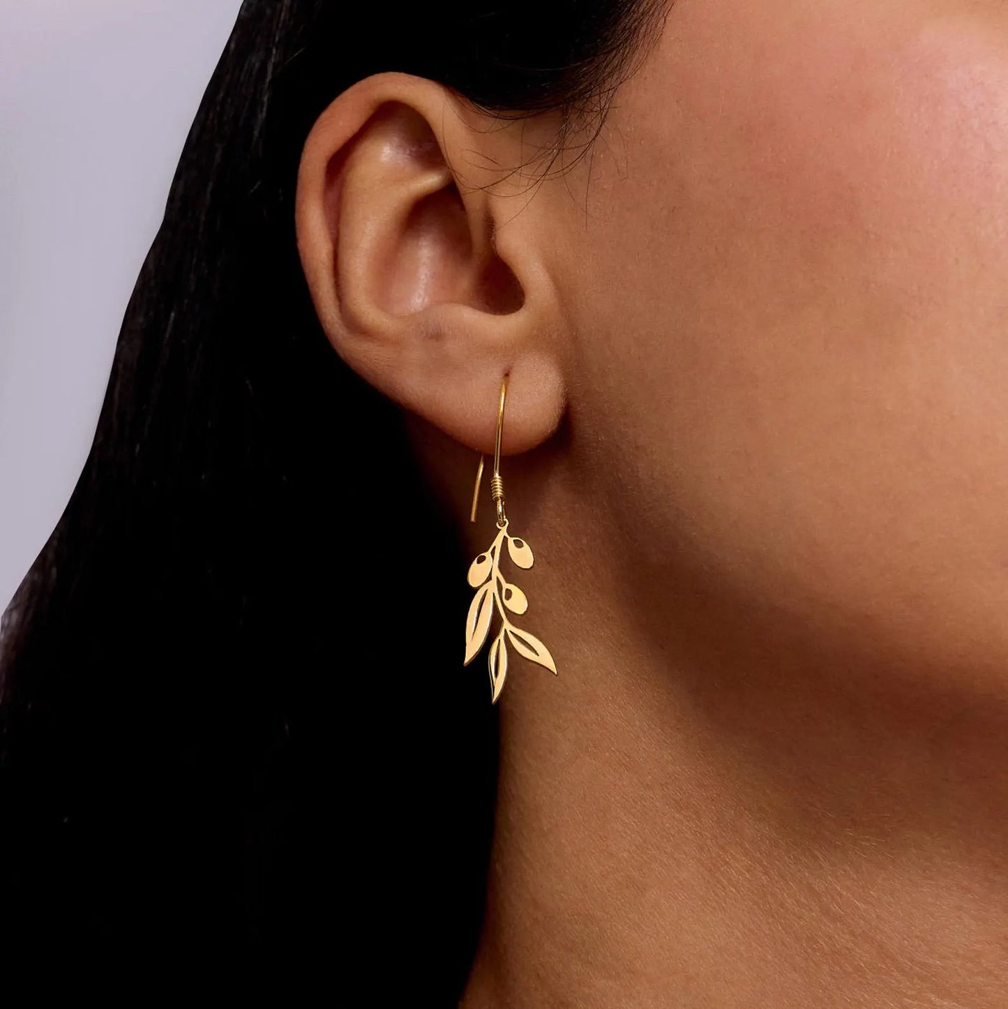 925K Sterling Silver Olive Branch Dangle Double Earrings