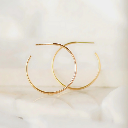 925 Sterling Silver Round Medium Hoop Double Earrings