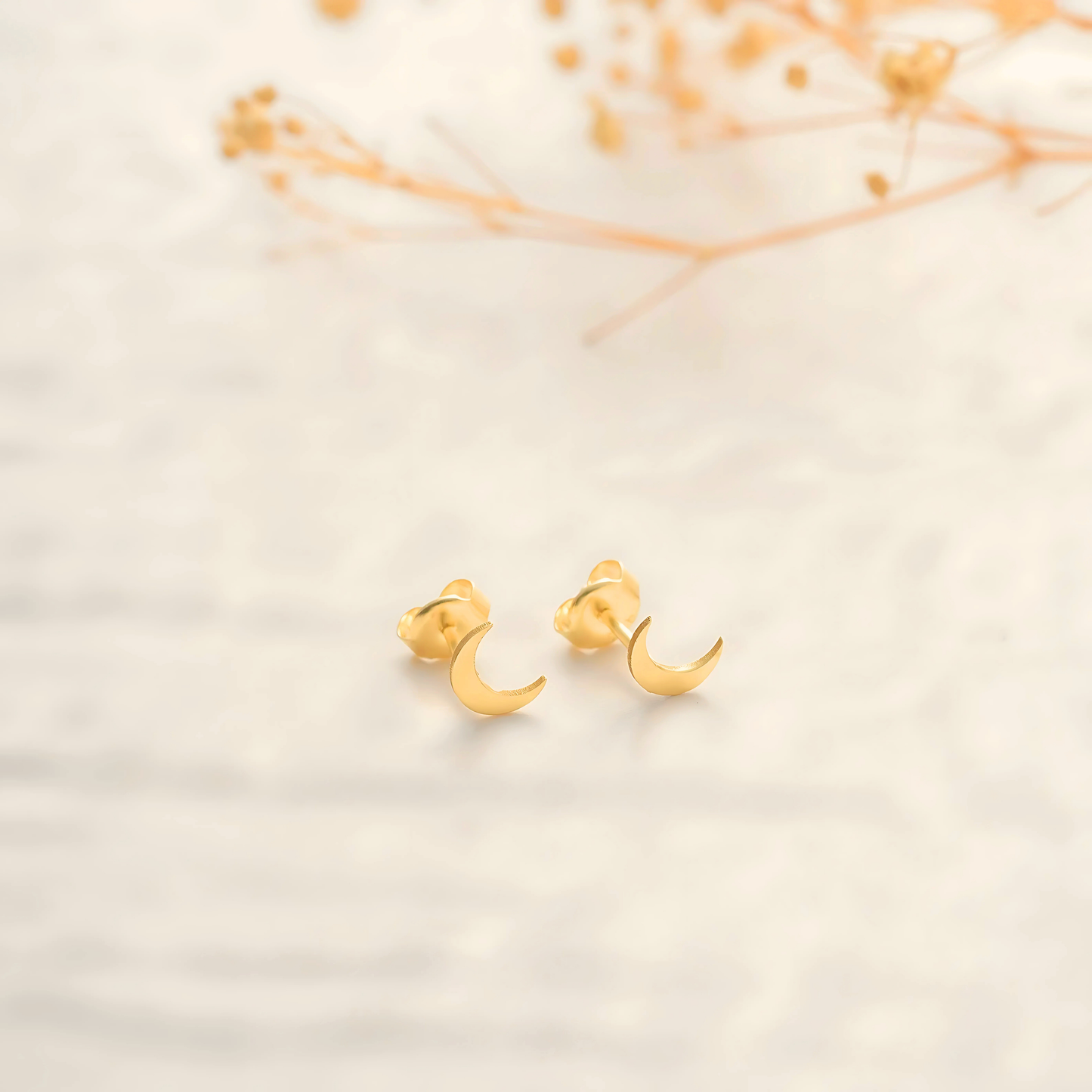 925 Sterling Silver Moon Star Stud Double Earrings