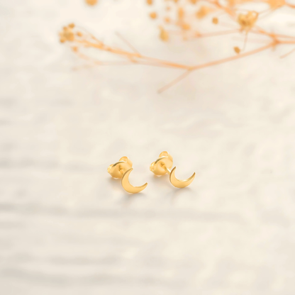 925 Sterling Silver Moon Star Stud Double Earrings