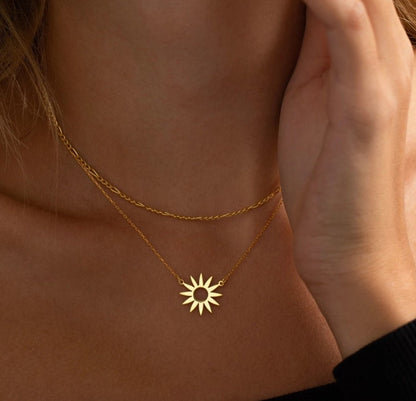 925 Sterling Silver Sun Symbol Charm Necklace
