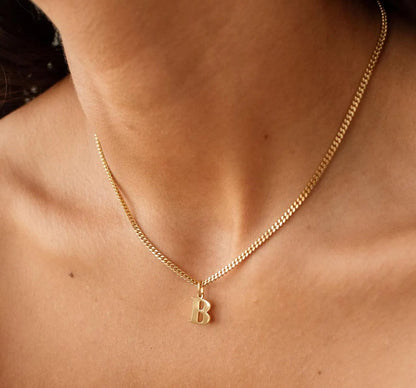925 Sterling Silver Curb Chain Letter Necklace