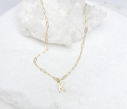 925 Sterling Silver Paperclip Chain Letter Necklace