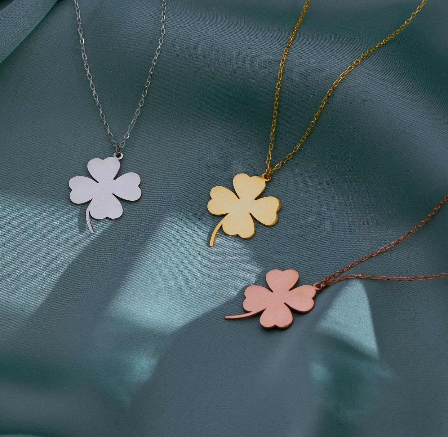 925 Sterling Silver Four-Leaf Clover Charm Necklace