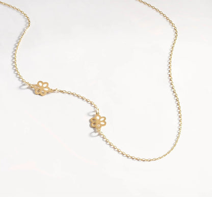 925 Sterling Silver Daisy Flower Side Necklace