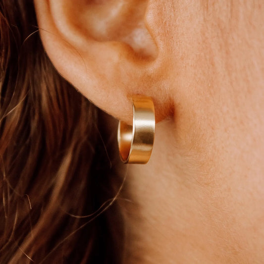 925 Sterling Silver Thick Band Ring Earrings