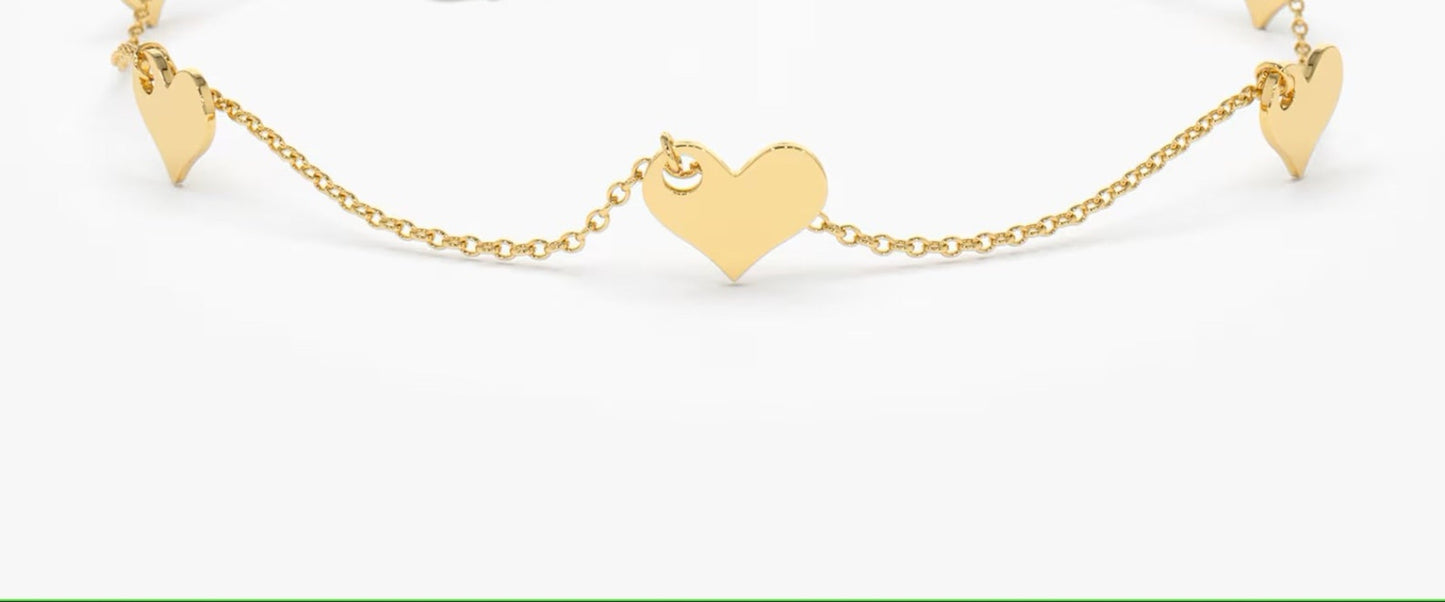 925 Sterling Silver 5-Heart Minimalist Bracelet