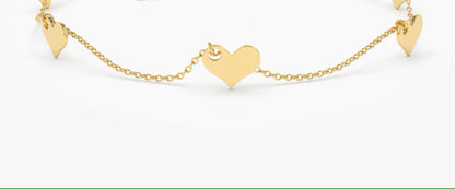 925 Sterling Silver 5-Heart Minimalist Bracelet