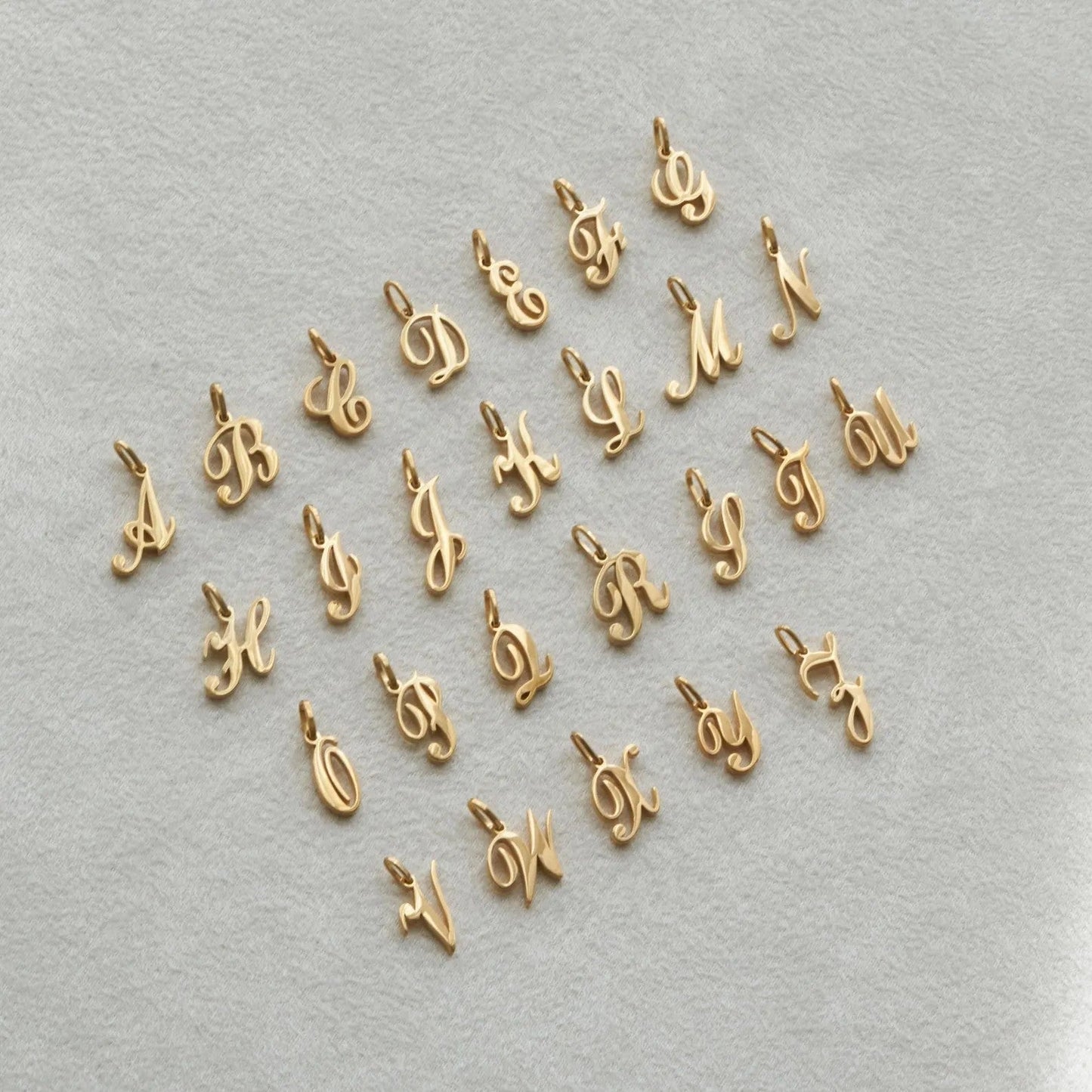 925 Sterling Silver Figaro Chain Script Letter Necklace