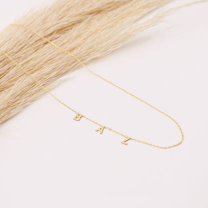 925 Sterling Silver Personalized Side Letter Tiny Necklace