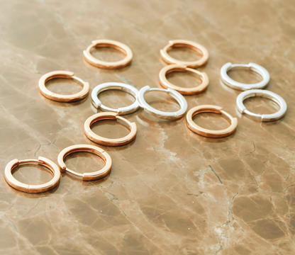925 Sterling Silver Round Hoop Double Earrings