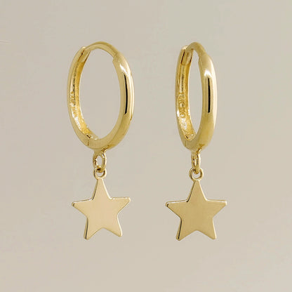 925 Sterling Silver Earrings with Star Double Hoops