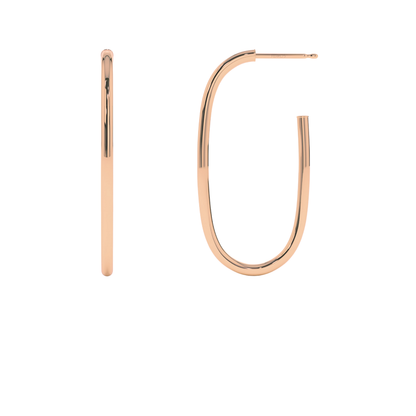 925 Sterling Silver Rectangle Hoop Double Earrings