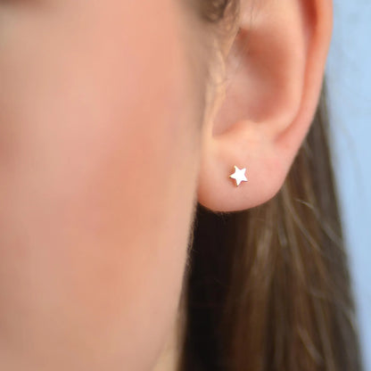 925 Sterling Silver Star Stud Double Earrings