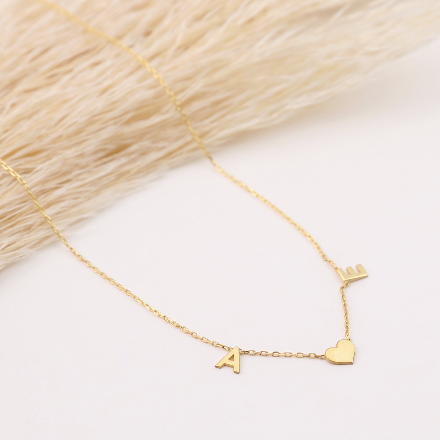 925 Sterling Silver Personalized Initial Necklace with Heart in the Middle
