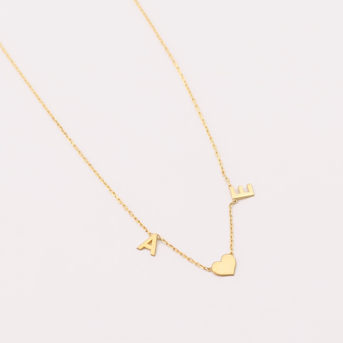925 Sterling Silver Personalized Initial Necklace with Heart in the Middle