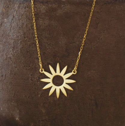 925 Sterling Silver Sun Symbol Charm Necklace
