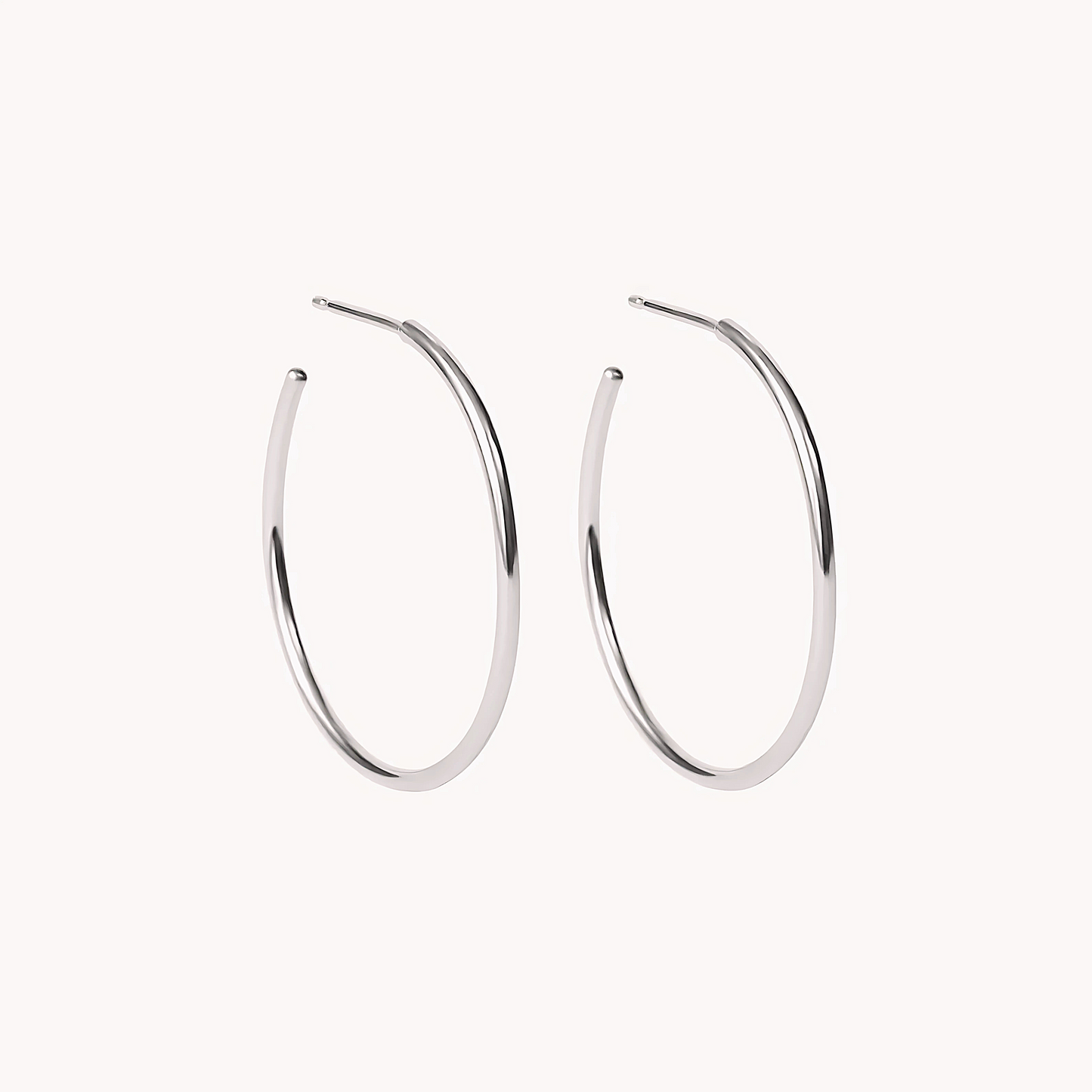 925 Sterling Silver Round Medium Hoop Double Earrings