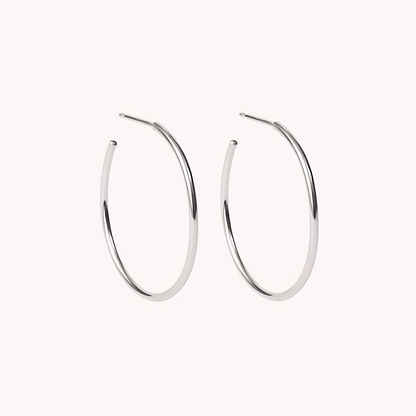 925 Sterling Silver Round Medium Hoop Double Earrings