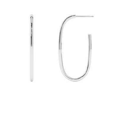 925 Sterling Silver Rectangle Hoop Double Earrings