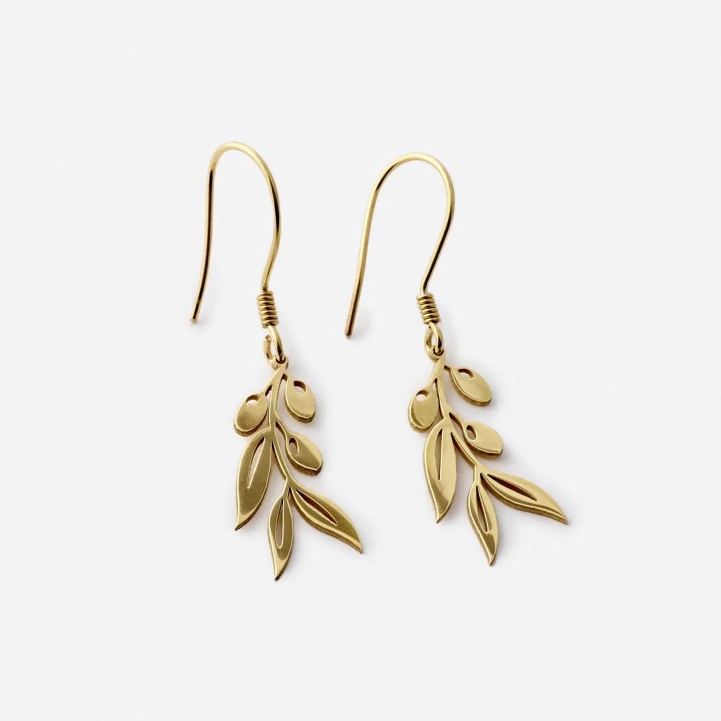 925K Sterling Silver Olive Branch Dangle Double Earrings