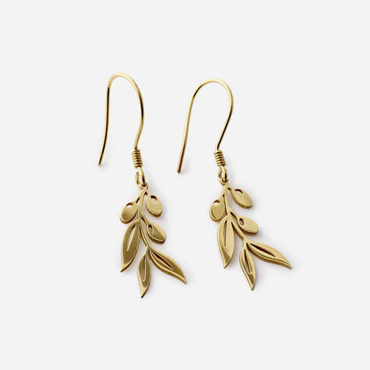 925K Sterling Silver Olive Branch Dangle Double Earrings