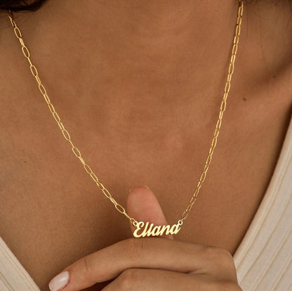 925 Sterling Silver Paperclip Chain Name Necklace