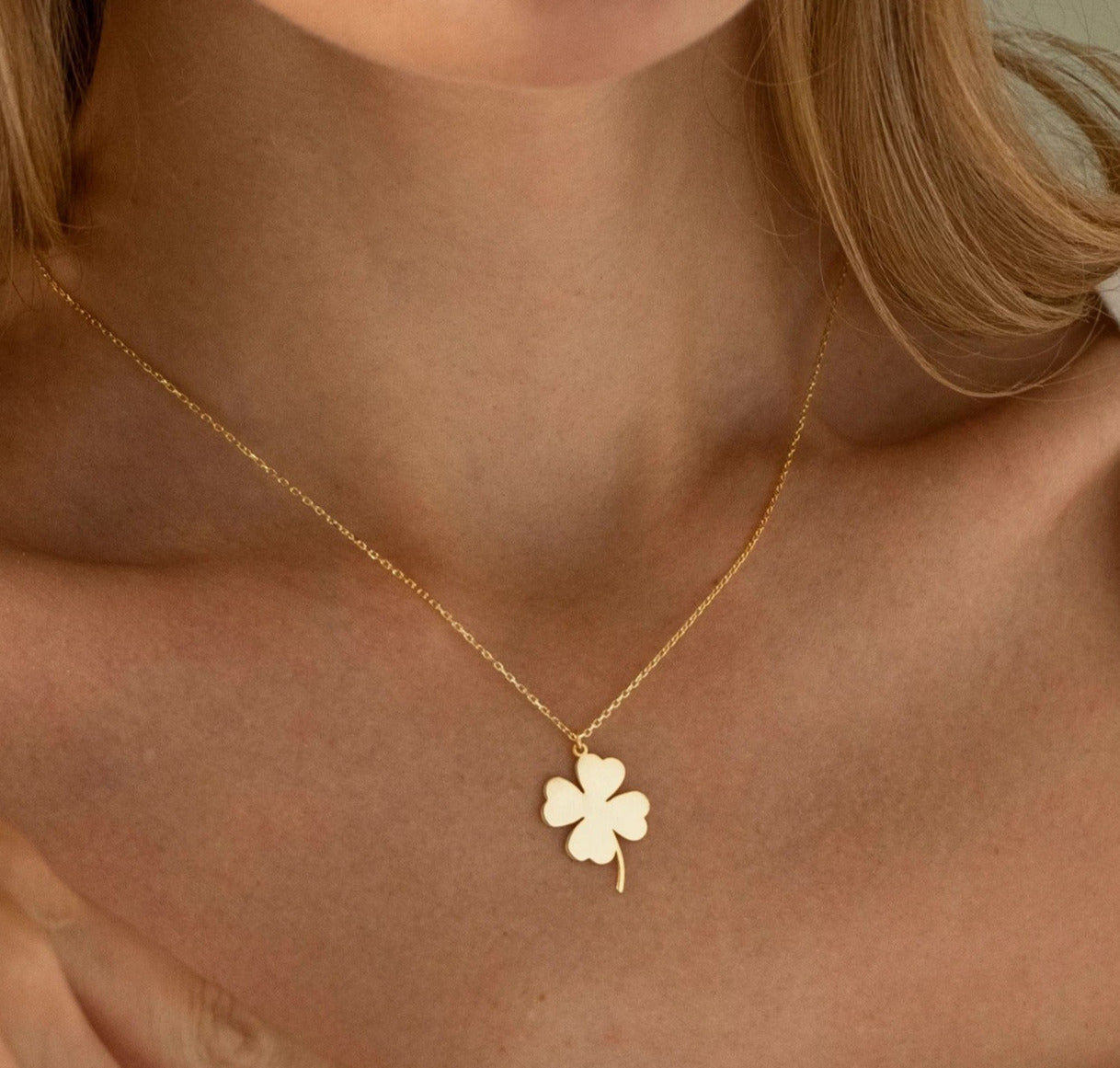 925 Sterling Silver Four-Leaf Clover Charm Necklace