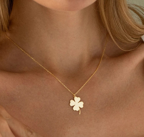 925 Sterling Silver Four-Leaf Clover Charm Necklace