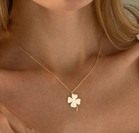 925 Sterling Silver Four-Leaf Clover Charm Necklace