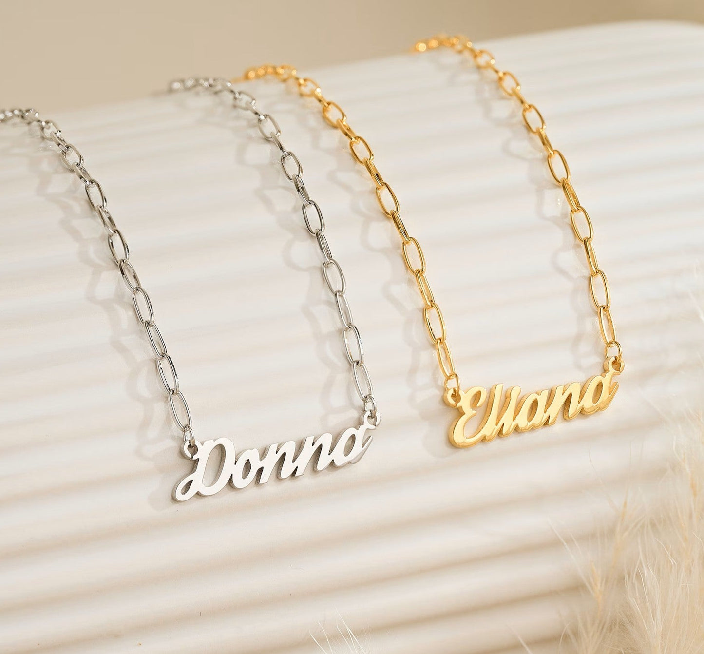 925 Sterling Silver Paperclip Chain Name Necklace