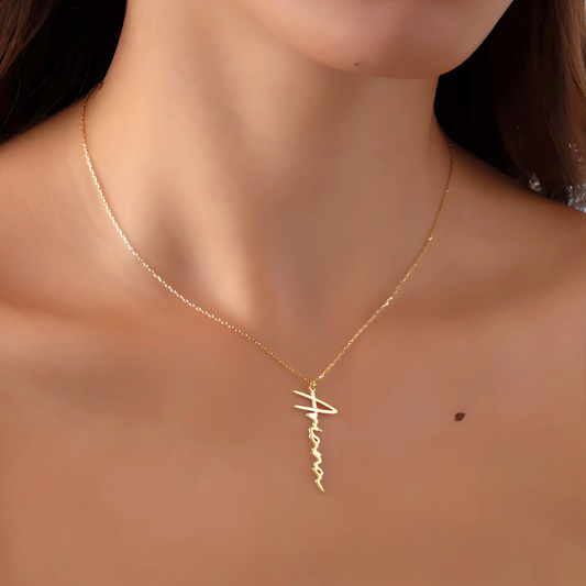 925 Sterling Silver Personalized Handwritten Vertical Name Necklace