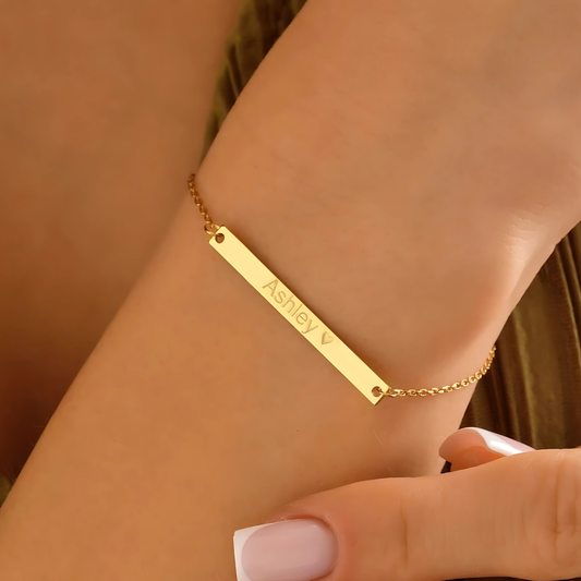 925 Sterling Silver Nameplate Bracelet with Name and Date Engraved