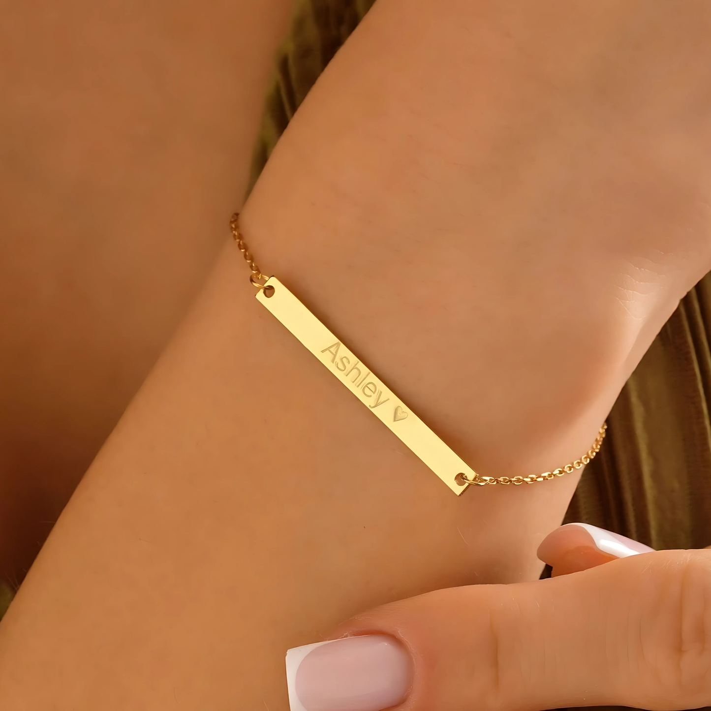 925 Sterling Silver Nameplate Bracelet with Name and Date Engraved