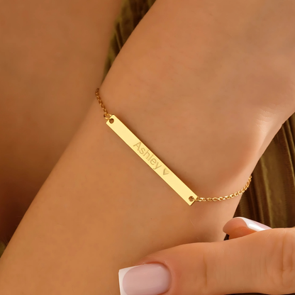 925 Sterling Silver Nameplate Bracelet with Name and Date Engraved