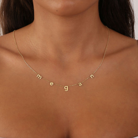 925 Sterling Silver Personalized Space Letter Lowercase Necklace