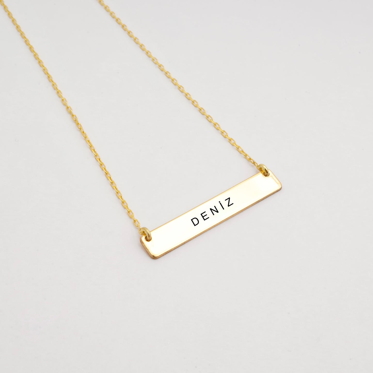 925 Sterling Silver Personalized Name and Date Engraved Plate Necklace