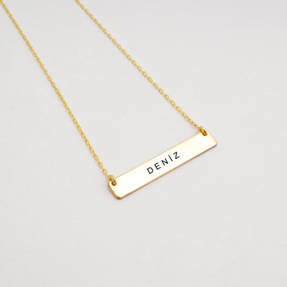 925 Sterling Silver Personalized Name and Date Engraved Plate Necklace