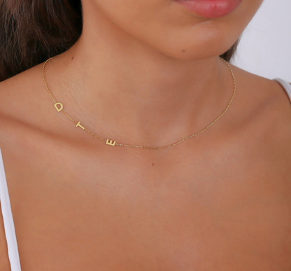 925 Sterling Silver Personalized Side Letter Necklace